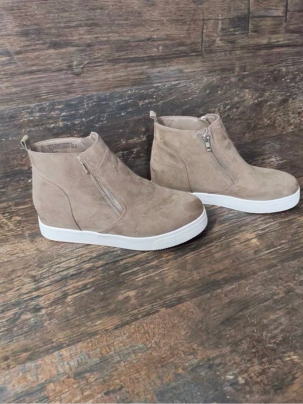 Time and Tru Taupe Wedge Sneaker Booties